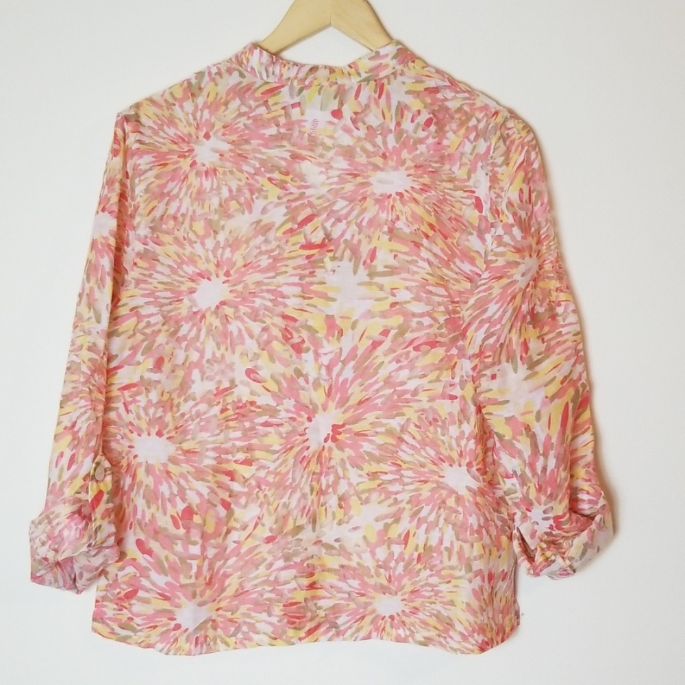 Ruby Rd Semi Sheer Button V Neck Blouse - Picture 5 of 9